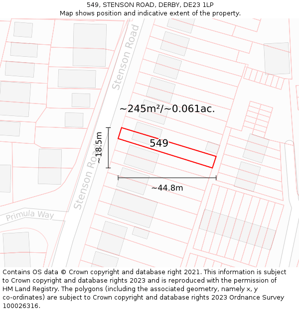 549, STENSON ROAD, DERBY, DE23 1LP: Plot and title map