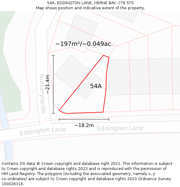 54A, EDDINGTON LANE, HERNE BAY, CT6 5TS: Plot and title map