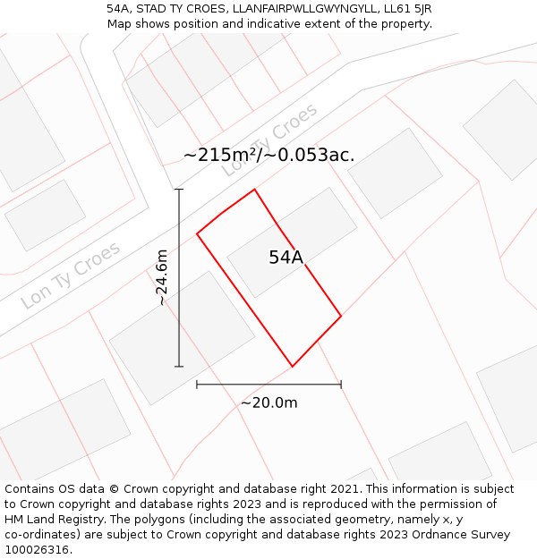 54A, STAD TY CROES, LLANFAIRPWLLGWYNGYLL, LL61 5JR: Plot and title map