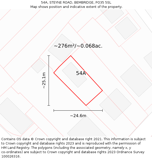 54A, STEYNE ROAD, BEMBRIDGE, PO35 5SL: Plot and title map