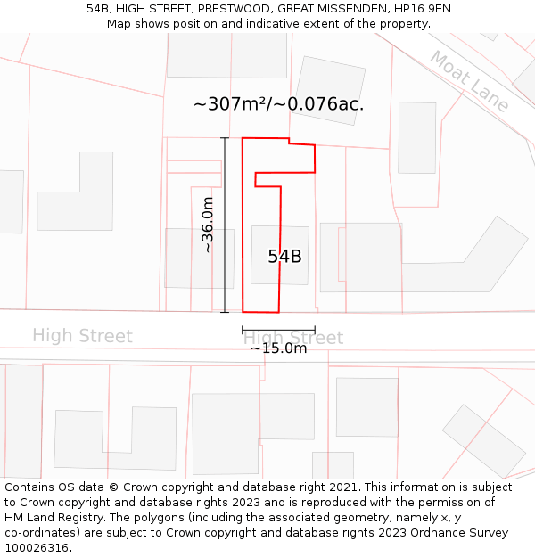 54B, HIGH STREET, PRESTWOOD, GREAT MISSENDEN, HP16 9EN: Plot and title map