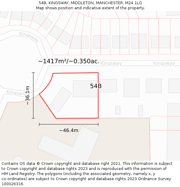 54B, KINGSWAY, MIDDLETON, MANCHESTER, M24 1LG: Plot and title map