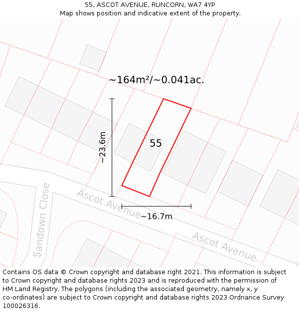 55, ASCOT AVENUE, RUNCORN, WA7 4YP: Plot and title map