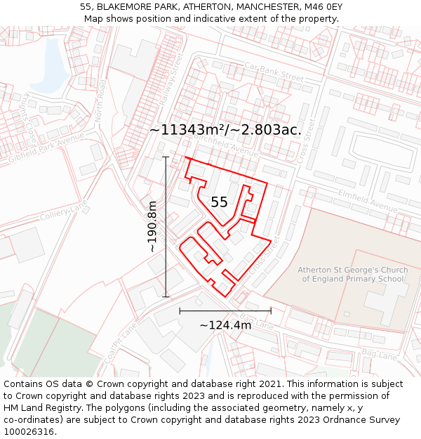 55, BLAKEMORE PARK, ATHERTON, MANCHESTER, M46 0EY: Plot and title map