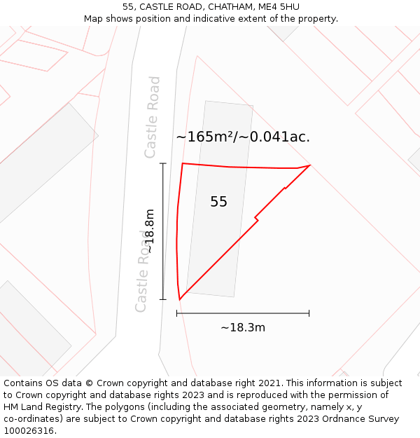 55, CASTLE ROAD, CHATHAM, ME4 5HU: Plot and title map