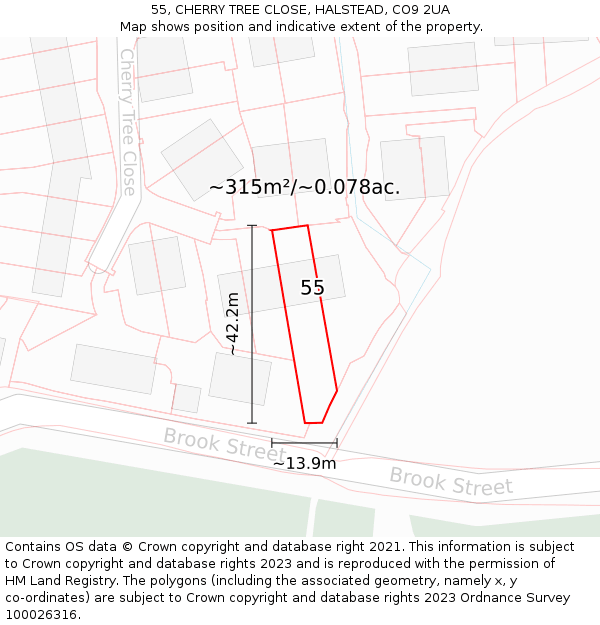 55, CHERRY TREE CLOSE, HALSTEAD, CO9 2UA: Plot and title map