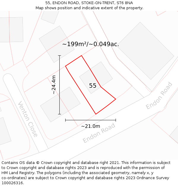 55, ENDON ROAD, STOKE-ON-TRENT, ST6 8NA: Plot and title map