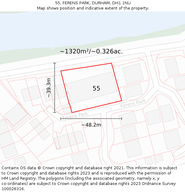 55, FERENS PARK, DURHAM, DH1 1NU: Plot and title map