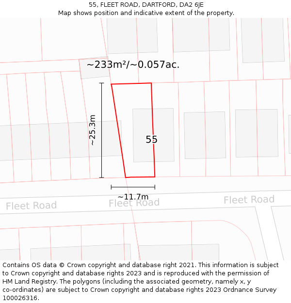 55, FLEET ROAD, DARTFORD, DA2 6JE: Plot and title map