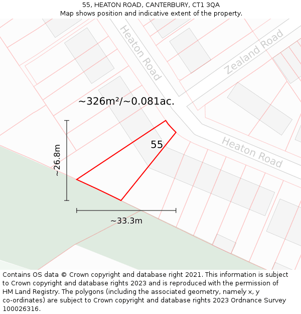 55, HEATON ROAD, CANTERBURY, CT1 3QA: Plot and title map