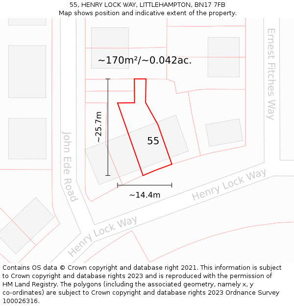 55, HENRY LOCK WAY, LITTLEHAMPTON, BN17 7FB: Plot and title map