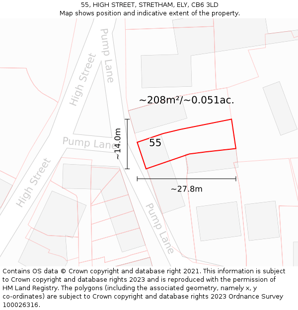 55, HIGH STREET, STRETHAM, ELY, CB6 3LD: Plot and title map