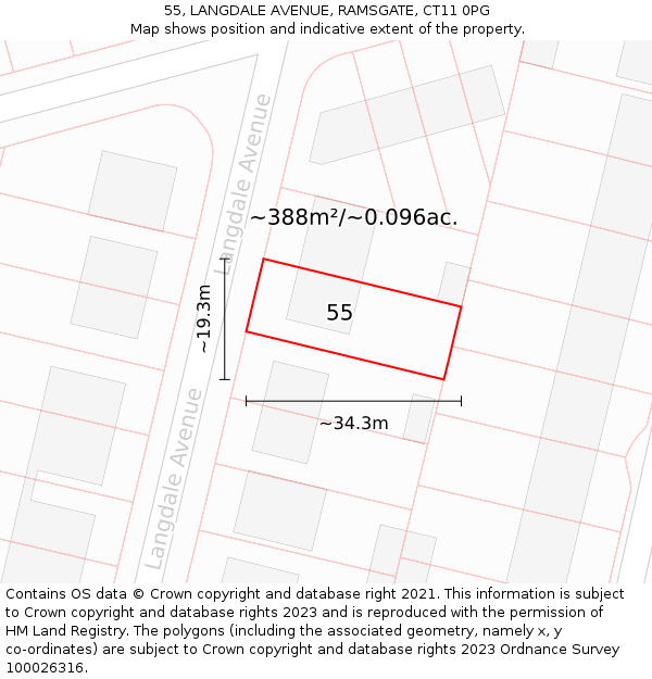 55, LANGDALE AVENUE, RAMSGATE, CT11 0PG: Plot and title map