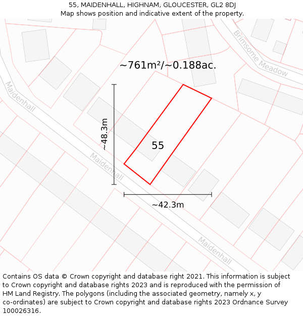 55, MAIDENHALL, HIGHNAM, GLOUCESTER, GL2 8DJ: Plot and title map