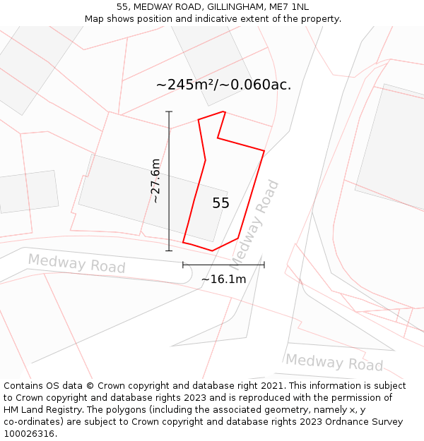 55, MEDWAY ROAD, GILLINGHAM, ME7 1NL: Plot and title map