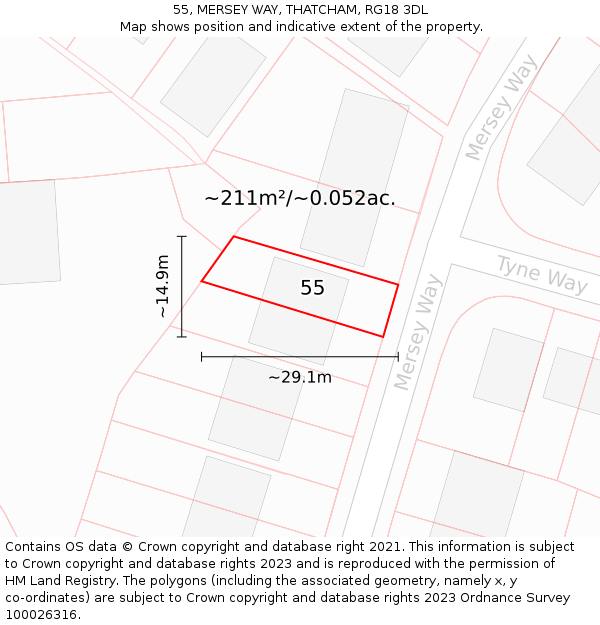 55, MERSEY WAY, THATCHAM, RG18 3DL: Plot and title map