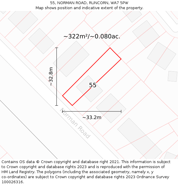 55, NORMAN ROAD, RUNCORN, WA7 5PW: Plot and title map