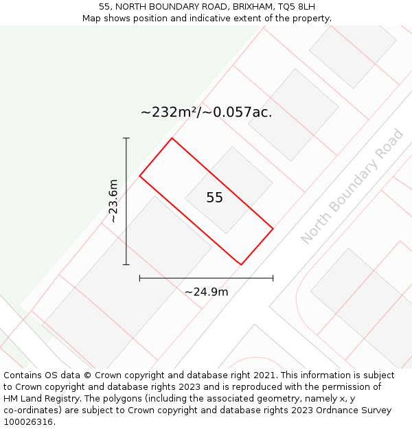 55, NORTH BOUNDARY ROAD, BRIXHAM, TQ5 8LH: Plot and title map