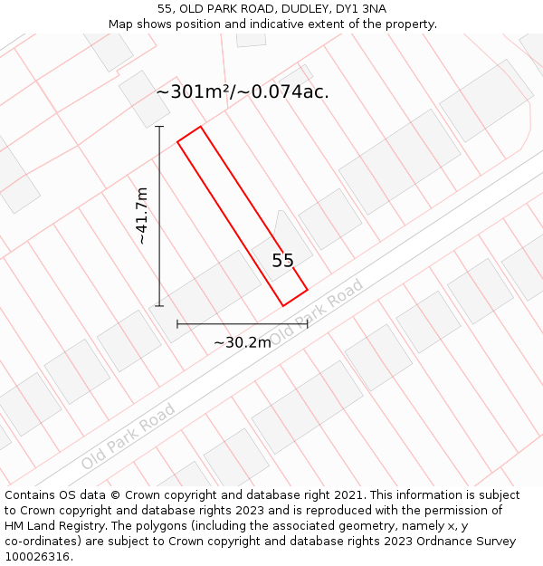 55, OLD PARK ROAD, DUDLEY, DY1 3NA: Plot and title map