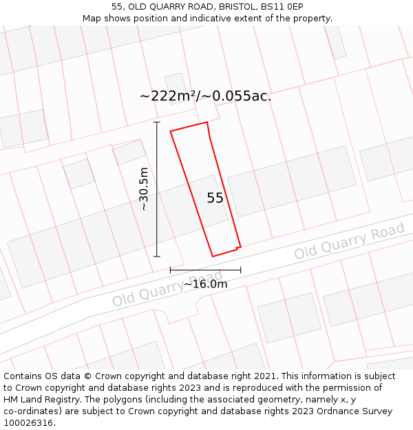 55, OLD QUARRY ROAD, BRISTOL, BS11 0EP: Plot and title map