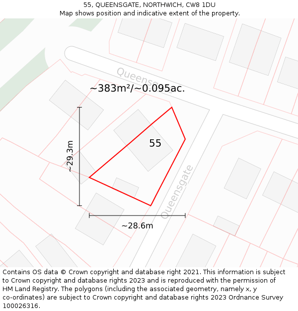 55, QUEENSGATE, NORTHWICH, CW8 1DU: Plot and title map