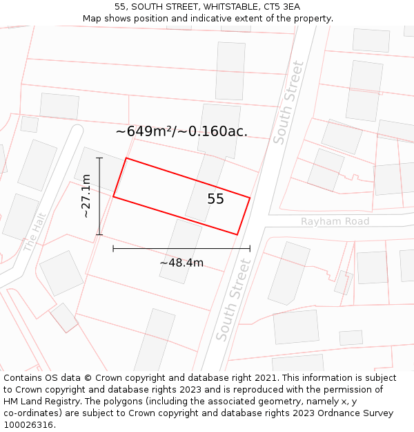 55, SOUTH STREET, WHITSTABLE, CT5 3EA: Plot and title map