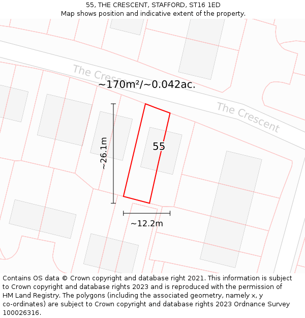 55, THE CRESCENT, STAFFORD, ST16 1ED: Plot and title map