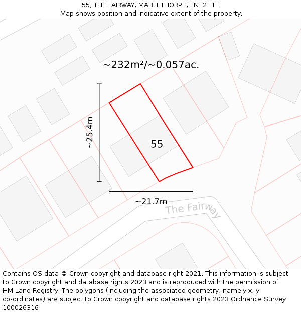 55, THE FAIRWAY, MABLETHORPE, LN12 1LL: Plot and title map