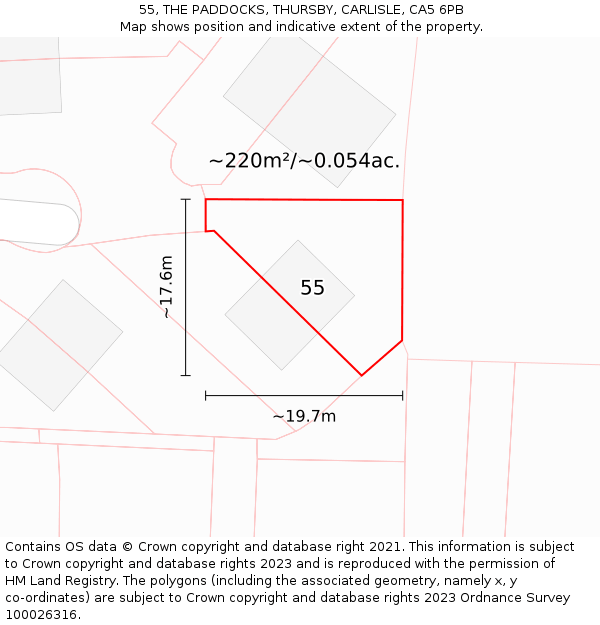 55, THE PADDOCKS, THURSBY, CARLISLE, CA5 6PB: Plot and title map