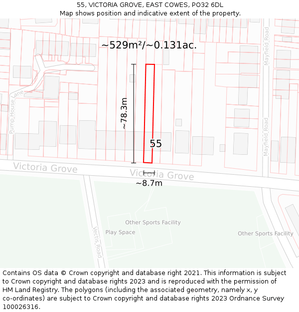 55, VICTORIA GROVE, EAST COWES, PO32 6DL: Plot and title map