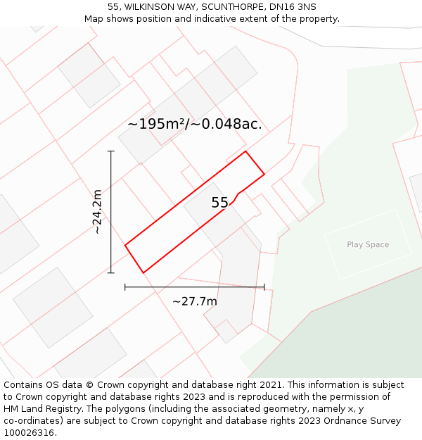 55, WILKINSON WAY, SCUNTHORPE, DN16 3NS: Plot and title map