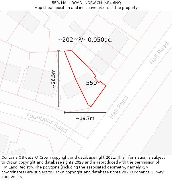 550, HALL ROAD, NORWICH, NR4 6NQ: Plot and title map