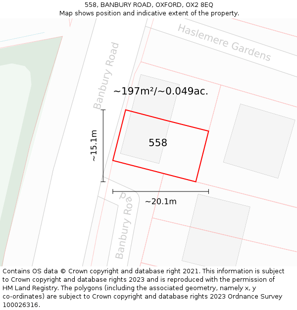 558, BANBURY ROAD, OXFORD, OX2 8EQ: Plot and title map