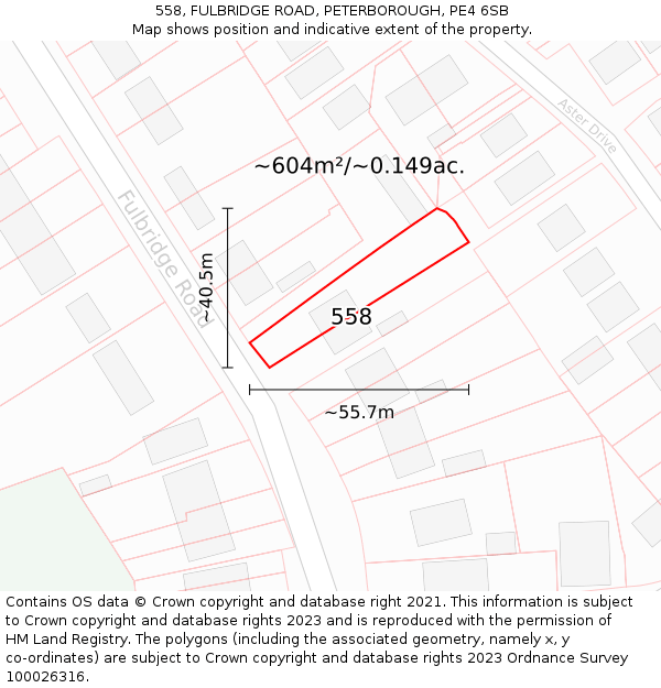 558, FULBRIDGE ROAD, PETERBOROUGH, PE4 6SB: Plot and title map