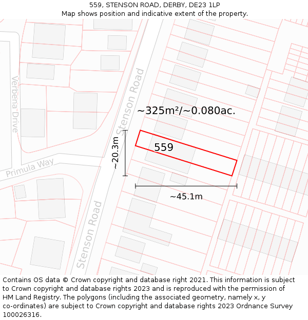 559, STENSON ROAD, DERBY, DE23 1LP: Plot and title map