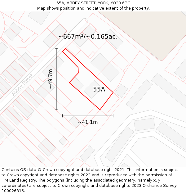 55A, ABBEY STREET, YORK, YO30 6BG: Plot and title map