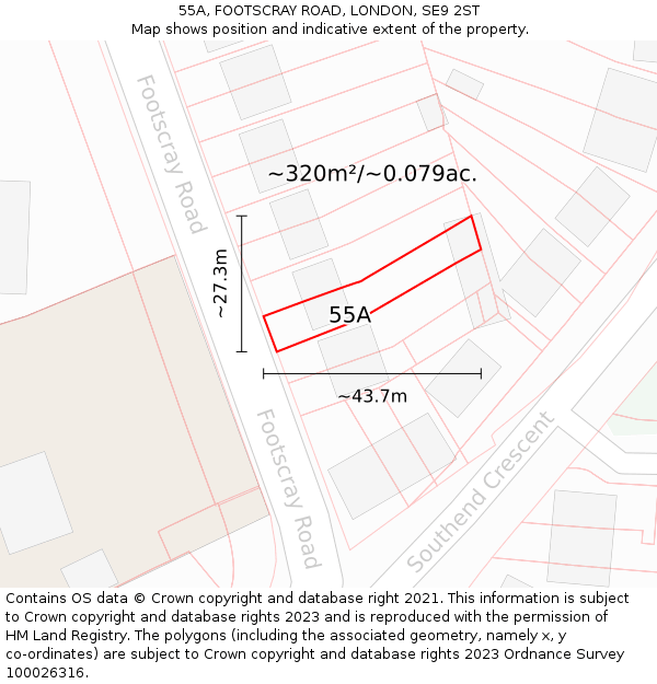 55A, FOOTSCRAY ROAD, LONDON, SE9 2ST: Plot and title map