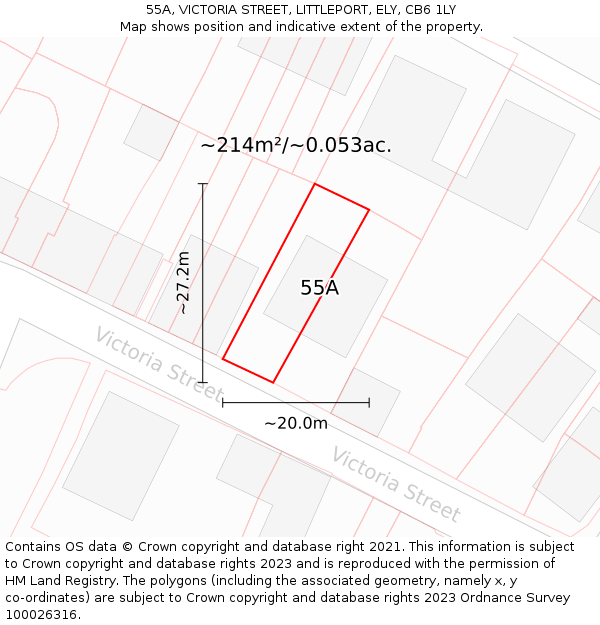 55A, VICTORIA STREET, LITTLEPORT, ELY, CB6 1LY: Plot and title map