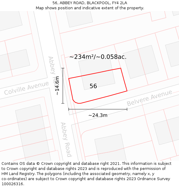 56, ABBEY ROAD, BLACKPOOL, FY4 2LA: Plot and title map