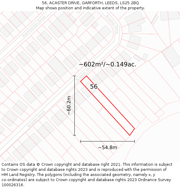 56, ACASTER DRIVE, GARFORTH, LEEDS, LS25 2BQ: Plot and title map