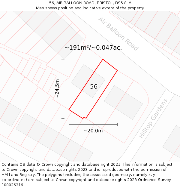 56, AIR BALLOON ROAD, BRISTOL, BS5 8LA: Plot and title map