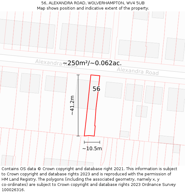 56, ALEXANDRA ROAD, WOLVERHAMPTON, WV4 5UB: Plot and title map