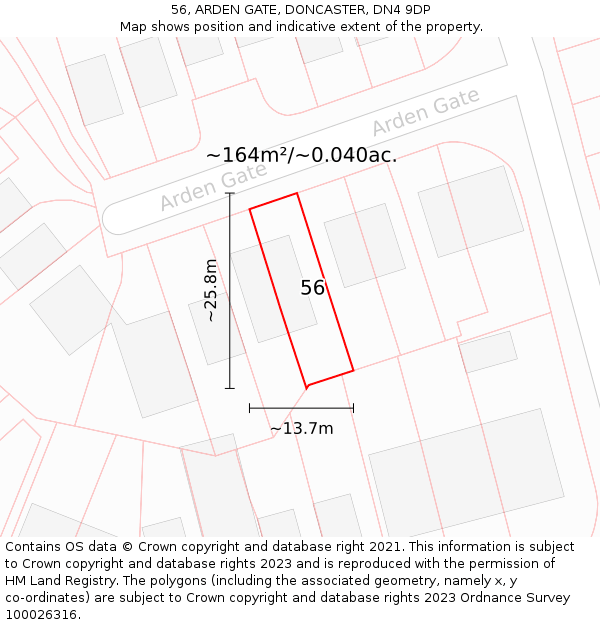 56, ARDEN GATE, DONCASTER, DN4 9DP: Plot and title map