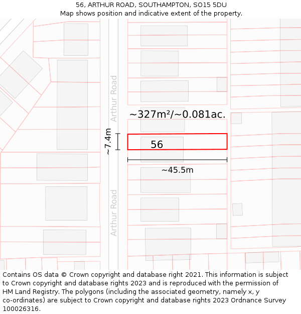 56, ARTHUR ROAD, SOUTHAMPTON, SO15 5DU: Plot and title map