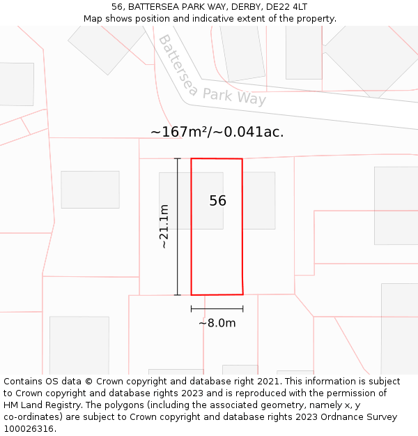 56, BATTERSEA PARK WAY, DERBY, DE22 4LT: Plot and title map