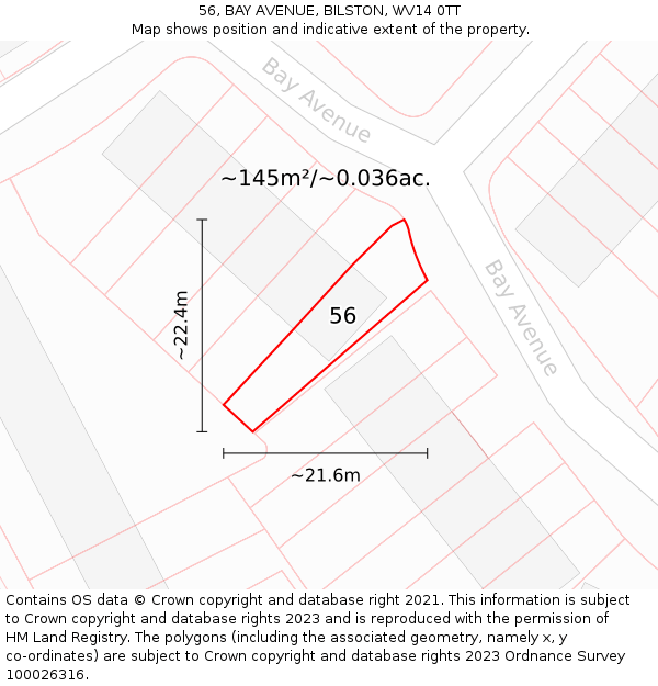 56, BAY AVENUE, BILSTON, WV14 0TT: Plot and title map