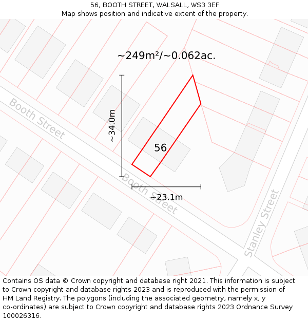 56, BOOTH STREET, WALSALL, WS3 3EF: Plot and title map