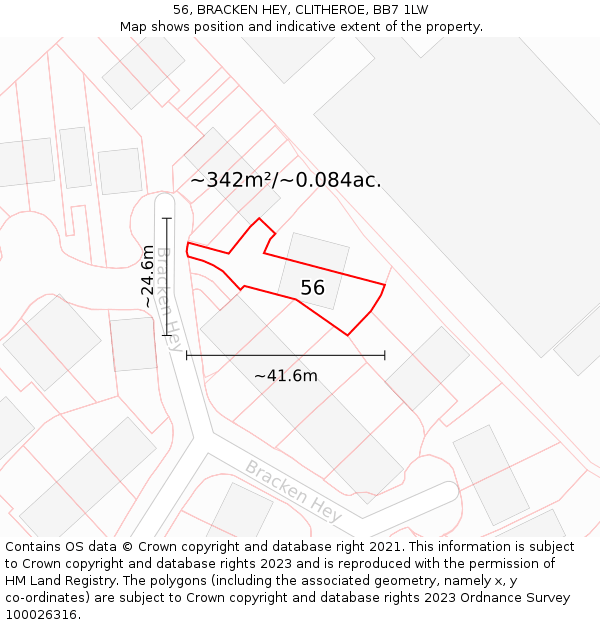 56, BRACKEN HEY, CLITHEROE, BB7 1LW: Plot and title map