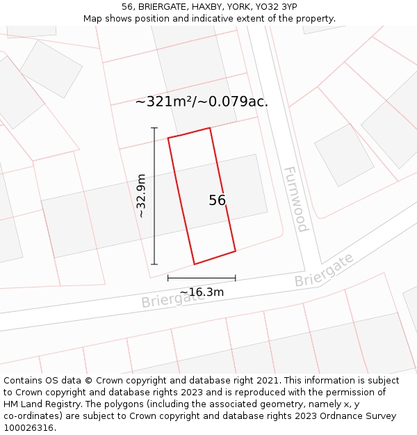 56, BRIERGATE, HAXBY, YORK, YO32 3YP: Plot and title map