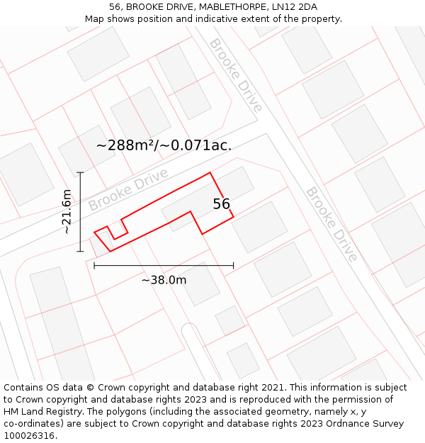 56, BROOKE DRIVE, MABLETHORPE, LN12 2DA: Plot and title map